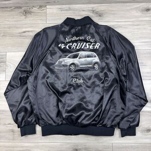 Vintage North California PT Cruiser Club Bomber Satin Jacket Men's Large‎ Black
